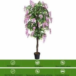 Albero Artificiale Con Fiori Glicine Pianta Artificiale Pianta Decorativa In Vaso Da Arredo Interno Ed Esterno, Rosa -Vendite ATMOSPHERA 11536755 4