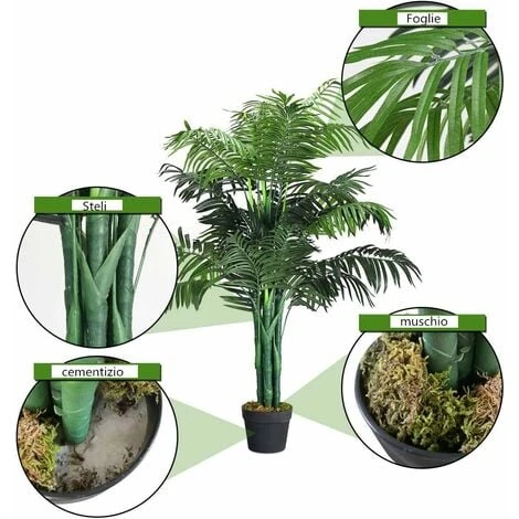 COSTWAY Palma Artificiale, Pianta Finta Da Interno, Pianta Tropicale Artificiale In Vaso Da Arredo Interno Ed Esterno, Altezza Di Circa 110 Cm 4 COSTWAY Palma Artificiale, Pianta Finta Da Interno, Pianta Tropicale Artificiale In Vaso Da Arredo Interno Ed Esterno, Altezza Di Circa 110 Cm - immagine 4