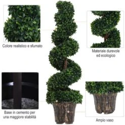 Outsunny Pianta Artificiale Bosso A Spirale Da Esterno E Interno Con Vaso Ф32 X 112cm -Vendite ATMOSPHERA 17079089 4