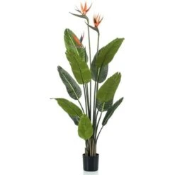 Strelitzia Pianta Artificiale In Vaso Con Fiori 120 Cm Emerald