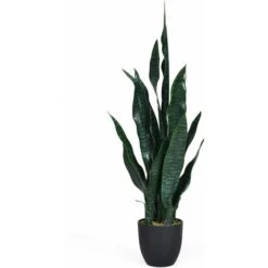 COSTWAY Pianta Artificiale Albero 90cm, Sansevierina Finta Con Vaso Stabile, Agave Finta Per Decorare Casa Giardino Ufficio, Verde