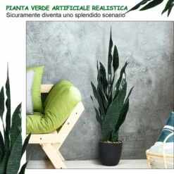 COSTWAY Pianta Artificiale Albero 90cm, Sansevierina Finta Con Vaso Stabile, Agave Finta Per Decorare Casa Giardino Ufficio, Verde -Vendite ATMOSPHERA 23710624 3