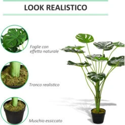 Outsunny Monstera Artificiale 13 Foglie E Vaso Alta 85cm Per Interno Ed Esterno -Vendite ATMOSPHERA 28614489 5