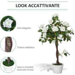 Outsunny Camelia Alberello Artificiale Con 21 Fiori E Vaso Alta 90cm -Vendite ATMOSPHERA 28833921 5