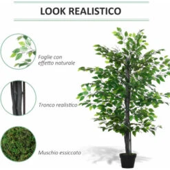 Outsunny Albero Baniano Artificiale, Pianta Finta Interno Ed Esterno Alta 145cm -Vendite ATMOSPHERA 28946550 5