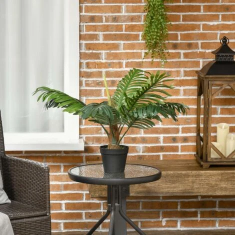 Outsunny Palma In Plastica Decorativa, Pianta Tropicale Finta Con Vaso 2 Outsunny Palma In Plastica Decorativa, Pianta Tropicale Finta Con Vaso - immagine 2