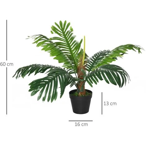 Outsunny Palma In Plastica Decorativa, Pianta Tropicale Finta Con Vaso 3 Outsunny Palma In Plastica Decorativa, Pianta Tropicale Finta Con Vaso - immagine 3