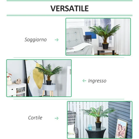 Outsunny Palma In Plastica Decorativa, Pianta Tropicale Finta Con Vaso 4 Outsunny Palma In Plastica Decorativa, Pianta Tropicale Finta Con Vaso - immagine 4