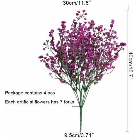 4pcs Gypsophila Artificiale 7 Rami Fiori Artificiali Arbusto Artificiale Cespuglio Fiori Finti Decorazione Viola Per Matrimonio Casa Giardino 5 4pcs Gypsophila Artificiale 7 Rami Fiori Artificiali Arbusto Artificiale Cespuglio Fiori Finti Decorazione Viola Per Matrimonio Casa Giardino - immagine 5