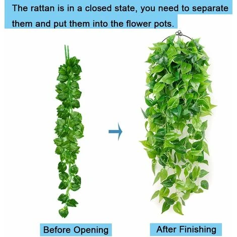 2 Pezzi Di Piante Artificiali Sospese, 90 Cm Di Edera Finta Che Appende Foglie Di Scindapsus Verdi Per La Decorazione Domestica 4 2 Pezzi Di Piante Artificiali Sospese, 90 Cm Di Edera Finta Che Appende Foglie Di Scindapsus Verdi Per La Decorazione Domestica - immagine 4