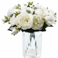 4 Mazzi Di Fiori Di Peonia In Seta Artificiale Glorioso Fiore Finto Per La Decorazione Della Casa Nuziale Della Festa Nuziale, 5 Forchette, 9 Teste (bianco) -Vendite ATMOSPHERA 31782272 4