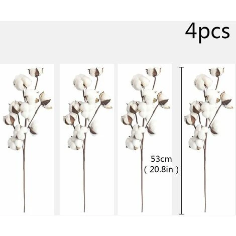 SOEKAVIA 4 Cotton Fioc Bianco Naturale, 10 Cotton Fioc Per Cotton Fioc, 53,3 Cm, Piccozze Di Fiori, Stile Country, Decorazione. 2 SOEKAVIA 4 Cotton Fioc Bianco Naturale, 10 Cotton Fioc Per Cotton Fioc, 53,3 Cm, Piccozze Di Fiori, Stile Country, Decorazione. - immagine 2