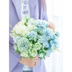 SOEKAVIA 3 Pezzi Bouquet Di Rose Ortensia Fiori Di Seta Artificiale Composizione Da Sposa Bouquet Da Sposa Tessuti Per La Casa Oggetti Decorativi Generici In Rosa Bianca Senza Vaso-blu -Vendite ATMOSPHERA 36248231 4