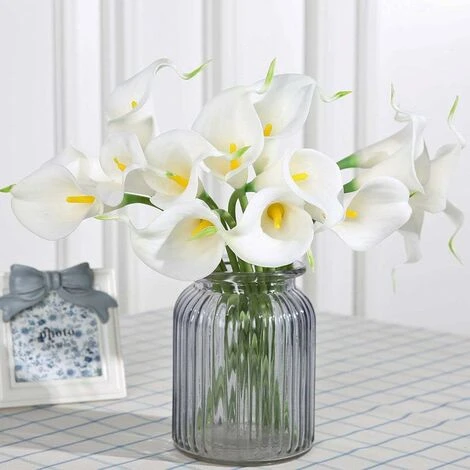 SOEKAVIA 20 Pezzi Sposa Calla Lilies Bouquet Di Fiori Artificiali Latex Blossom Real Touch Home Party Wedding Decoration (bianco-giallo) 2 SOEKAVIA 20 Pezzi Sposa Calla Lilies Bouquet Di Fiori Artificiali Latex Blossom Real Touch Home Party Wedding Decoration (bianco-giallo) - immagine 2