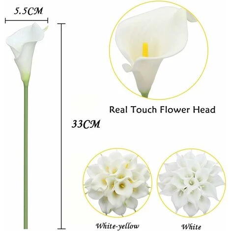 SOEKAVIA 20 Pezzi Sposa Calla Lilies Bouquet Di Fiori Artificiali Latex Blossom Real Touch Home Party Wedding Decoration (bianco-giallo) 5 SOEKAVIA 20 Pezzi Sposa Calla Lilies Bouquet Di Fiori Artificiali Latex Blossom Real Touch Home Party Wedding Decoration (bianco-giallo) - immagine 5
