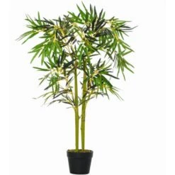 Outsunny Bambù In Vaso Artificiale, Decorazione Da Interno Ed Esterno, Altezza 120cm - Verde