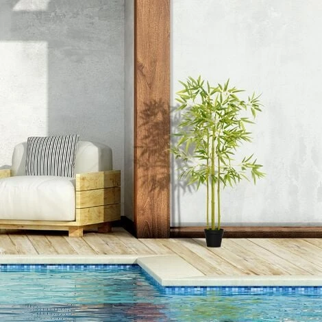 Outsunny Bambù In Vaso Artificiale, Decorazione Da Interno Ed Esterno, Altezza 120cm - Verde 4 Outsunny Bambù In Vaso Artificiale, Decorazione Da Interno Ed Esterno, Altezza 120cm - Verde - immagine 4