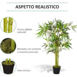 Outsunny Bambù In Vaso Artificiale, Decorazione Da Interno Ed Esterno, Altezza 120cm - Verde 9 Outsunny Bambù In Vaso Artificiale, Decorazione Da Interno Ed Esterno, Altezza 120cm - Verde -Vendite ATMOSPHERA 39507288 5
