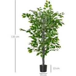 HOMCOM Pianta Artificiale Di Ficus Alta 135cm Con Vaso Per Interno Ed Esterno - Verde -Vendite ATMOSPHERA 49307531 3