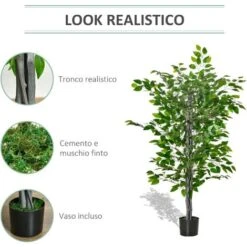 HOMCOM Pianta Artificiale Di Ficus Alta 135cm Con Vaso Per Interno Ed Esterno - Verde -Vendite ATMOSPHERA 49307531 5