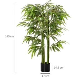 HOMCOM Pianta Finta Bambù In Vaso 140cm Per Interno Ed Esterno, Bambù Artificiale E Realistico Con 336 Foglie -Vendite ATMOSPHERA 49341341 3