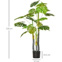 HOMCOM Monstera Pianta Artificiale Per Interno Ed Esterno, Pianta Finta Realistica Con 20 Foglie, 120cm -Vendite ATMOSPHERA 49341342 3