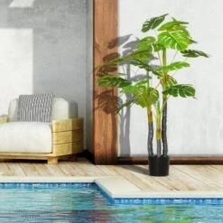 HOMCOM Monstera Pianta Artificiale Per Interno Ed Esterno, Pianta Finta Realistica Con 20 Foglie, 120cm -Vendite ATMOSPHERA 49341342 4