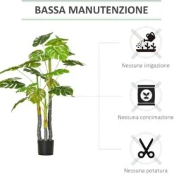 HOMCOM Monstera Pianta Artificiale Per Interno Ed Esterno, Pianta Finta Realistica Con 20 Foglie, 120cm -Vendite ATMOSPHERA 49341342 5
