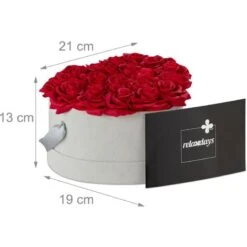 Relaxdays Box Di Rose A Forma Di Cuore, 18 Rose, Grigio, Resistente 10 Anni, Idea Regalo, Box Decorativo, Rosse -Vendite ATMOSPHERA 51972808 4