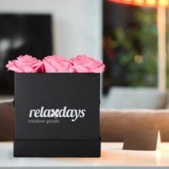 Relaxdays Bouquet Di Rose Quadrato, Scatola Nera Box Con 9 Fiori Finti Durevoli Nel Tempo, Idea Regalo Elegante, Rosa -Vendite ATMOSPHERA 51972824 3