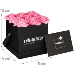 Relaxdays Bouquet Di Rose Quadrato, Scatola Nera Box Con 9 Fiori Finti Durevoli Nel Tempo, Idea Regalo Elegante, Rosa -Vendite ATMOSPHERA 51972824 4