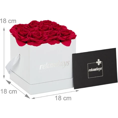Relaxdays Bouquet Di Rose Quadrato, 9 Rose Rosse, Lunga Durata, Idea Regalo, Box Bianco Fiori Decorativo 4 Relaxdays Bouquet Di Rose Quadrato, 9 Rose Rosse, Lunga Durata, Idea Regalo, Box Bianco Fiori Decorativo - immagine 4