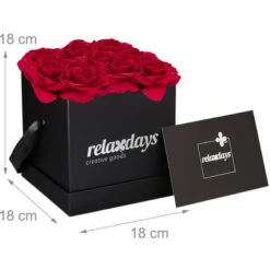 Relaxdays Bouquet Di Rose Quadrato, Scatola Nera Box Con 9 Fiori Finti Durevoli Nel Tempo, Idea Regalo Elegante, Rosse -Vendite ATMOSPHERA 51972826 4