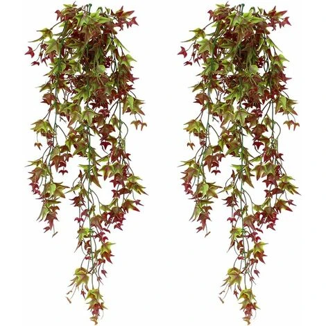 Artificial Ivy Hanging Set Of 2 For Home, Garden, Office, Home Decor Red 1 Artificial Ivy Hanging Set Of 2 For Home, Garden, Office, Home Decor Red