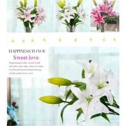 Fiori Artificiali, 5 Pezzi Real Touch Lattice Fiori Di Giglio Artificiale In Vasi Bouquet Da Sposa / Decorazioni Per La Casa / Festa / Disposizione Di Tombe -Vendite ATMOSPHERA 52010980 5