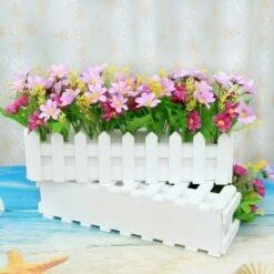 LangRay 2pcs Gerbera Artificiale Con Staccionata In Legno Margherita Margherita Fiori Di Seta Decorazione Fiori Artificiali Piante In Vaso Crisantemo Finto Fiori Artificiali Piante Bonsai Artificiali -Vendite ATMOSPHERA 52013443 3