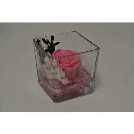 Cubo Fondo Pietra Con Rosa Baccara Cm 10x10 - Rosa 1 Cubo Fondo Pietra Con Rosa Baccara Cm 10x10 - Rosa