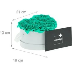 Relaxdays Box Di Rose A Forma Di Cuore, 18 Rose, Bianco, Resistente 10 Anni, Idea Regalo, Box Decorativo, Turchese -Vendite ATMOSPHERA 54414263 4