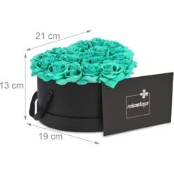 Relaxdays Box Di Rose A Forma Di Cuore, 18 Rose, Nero, Resistente 10 Anni, Idea Regalo, Box Decorativo, Turchese -Vendite ATMOSPHERA 54555716 4