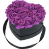 Relaxdays Box Di Rose A Forma Di Cuore, 18 Rose, Nero, Resistente 10 Anni, Idea Regalo, Box Decorativo, Lilla