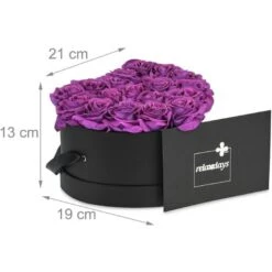 Relaxdays Box Di Rose A Forma Di Cuore, 18 Rose, Nero, Resistente 10 Anni, Idea Regalo, Box Decorativo, Lilla -Vendite ATMOSPHERA 54555969 4
