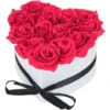Relaxdays Bouquet Rose Eterne, Box Bianco A Cuore Con 13 Fiori Finti, Elegante Idea Regalo, Scatola Romantica, Rosso
