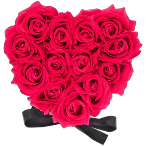 Relaxdays Bouquet Rose Eterne, Box Bianco A Cuore Con 13 Fiori Finti, Elegante Idea Regalo, Scatola Romantica, Rosso 2 Relaxdays Bouquet Rose Eterne, Box Bianco A Cuore Con 13 Fiori Finti, Elegante Idea Regalo, Scatola Romantica, Rosso - immagine 2