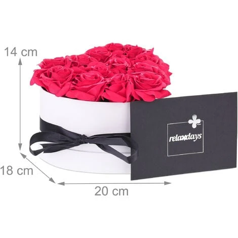 Relaxdays Bouquet Rose Eterne, Box Bianco A Cuore Con 13 Fiori Finti, Elegante Idea Regalo, Scatola Romantica, Rosso 4 Relaxdays Bouquet Rose Eterne, Box Bianco A Cuore Con 13 Fiori Finti, Elegante Idea Regalo, Scatola Romantica, Rosso - immagine 4