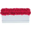 Relaxdays Bouquet Rose Eterne, Flower Box Bianco Con 20 Fiori Finti, Elegante Idea Regalo, Scatola Romantica, Rosso