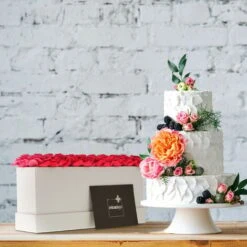 Relaxdays Bouquet Rose Eterne, Flower Box Bianco Con 20 Fiori Finti, Elegante Idea Regalo, Scatola Romantica, Rosso -Vendite ATMOSPHERA 54889757 3