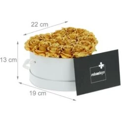 Relaxdays Bouquet Rose Eterne, Box Bianca A Cuore, 18 Fiori Finti, Elegante Idea Regalo, Scatola Romantica, Bianco Oro -Vendite ATMOSPHERA 54995632 4