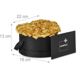 Relaxdays Bouquet Rose Eterne, Box A Cuore, Mazzo Di 18 Fiori Finti, Elegante Idea Regalo, Scatola Romantica, Nero Oro -Vendite ATMOSPHERA 55486693 4