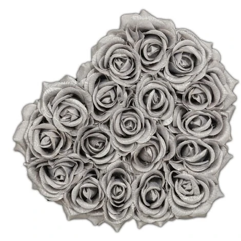 Relaxdays Bouquet Rose Eterne, Box A Cuore, Mazzo 18 Fiori Finti, Elegante Idea Regalo, Scatola Romantica, Nero Argento 2 Relaxdays Bouquet Rose Eterne, Box A Cuore, Mazzo 18 Fiori Finti, Elegante Idea Regalo, Scatola Romantica, Nero Argento - immagine 2