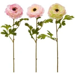 Fiore Artificiale Ranuncolo Rex H 60 Cm Effetto Realistico Con Stelo Verdi -Ranuncolo Rex